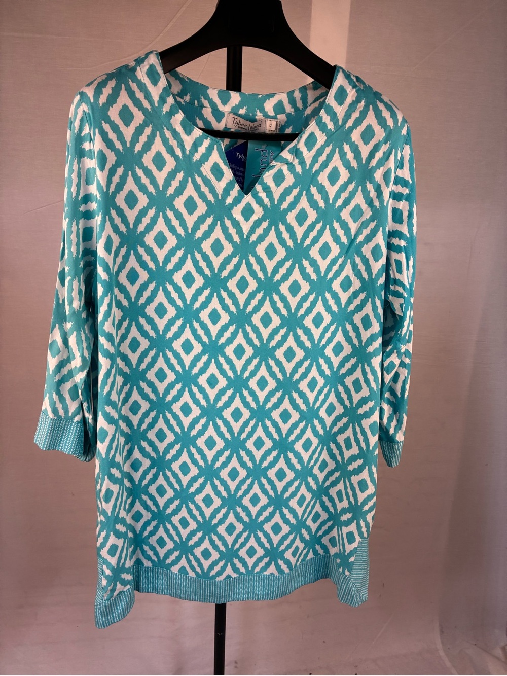 NWT Tybee Island Clothing Company Turquoise Print Tunic XL